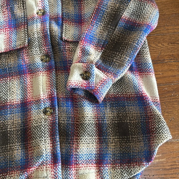 Davi & Dani Plaid Wool Blend Shacket Shirt Jacket Women’s Oversized Size Small - Picture 7 of 13